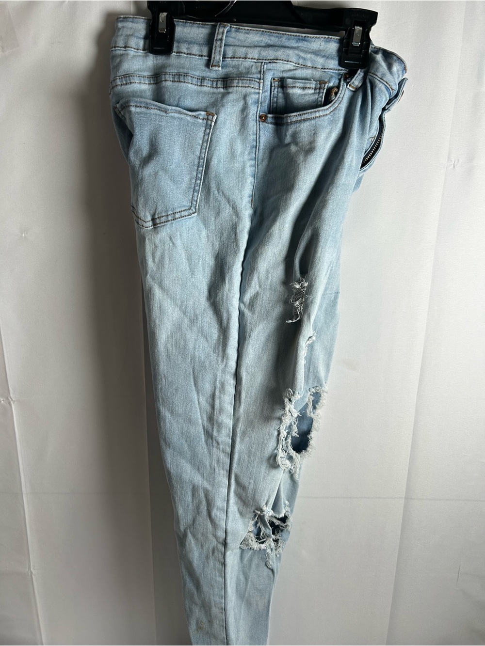 Light Blue Distressed Jeans For Girls